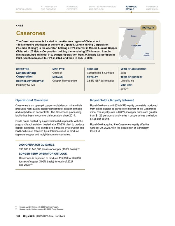 Royal Gold, Inc. 2025/2026 Asset Handbook - Page 104