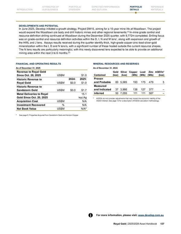 Royal Gold, Inc. 2025/2026 Asset Handbook - Page 137