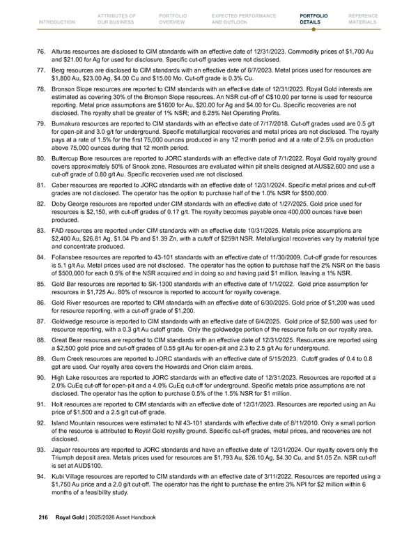 Royal Gold, Inc. 2025/2026 Asset Handbook - Page 216