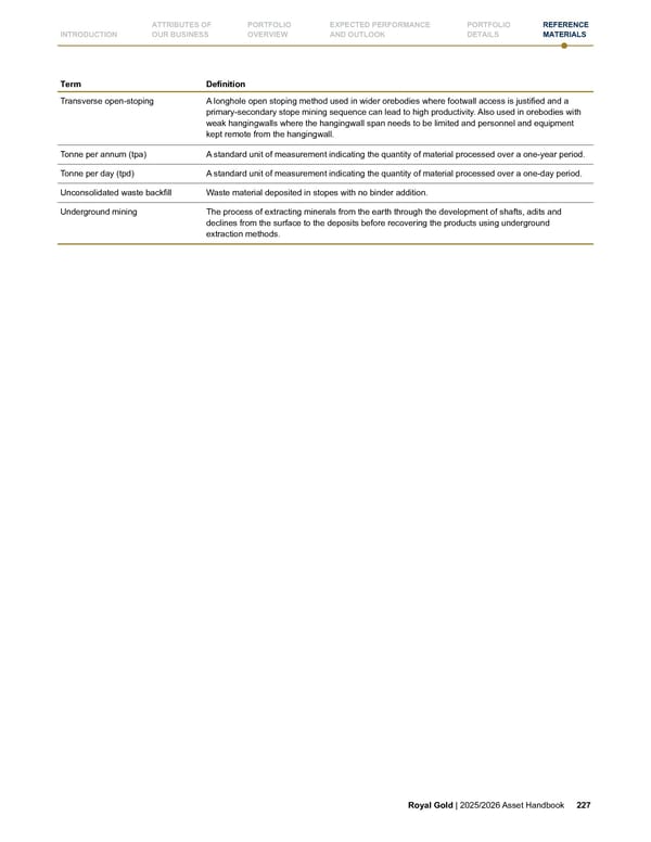 Royal Gold, Inc. 2025/2026 Asset Handbook - Page 227