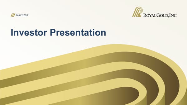 May 2026 Investor Presentation - Page 1
